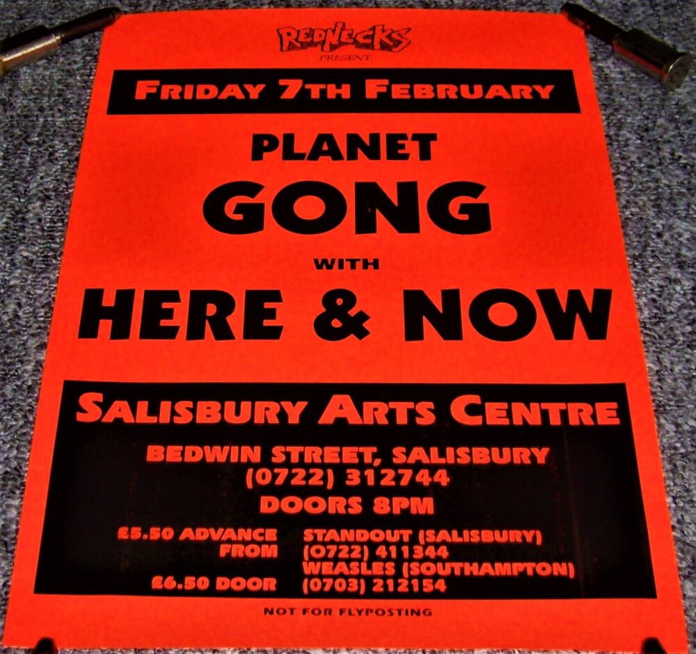 PLANET GONG HERE & NOW CONCERT POSTER FRI 7th FEB 1992 SALISBURY ARTS CENTR