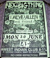 GONG DAEVID ALLEN CONCERT POSTER MON 20th JUNE 1994 WEST INDIAN CLUB SOUTHAMPTON