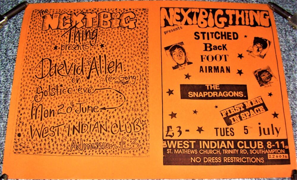 GONG DAEVID ALLEN CONCERT POSTER MON 20th JUNE 1994 WEST INDIAN CLUB SOUTHA