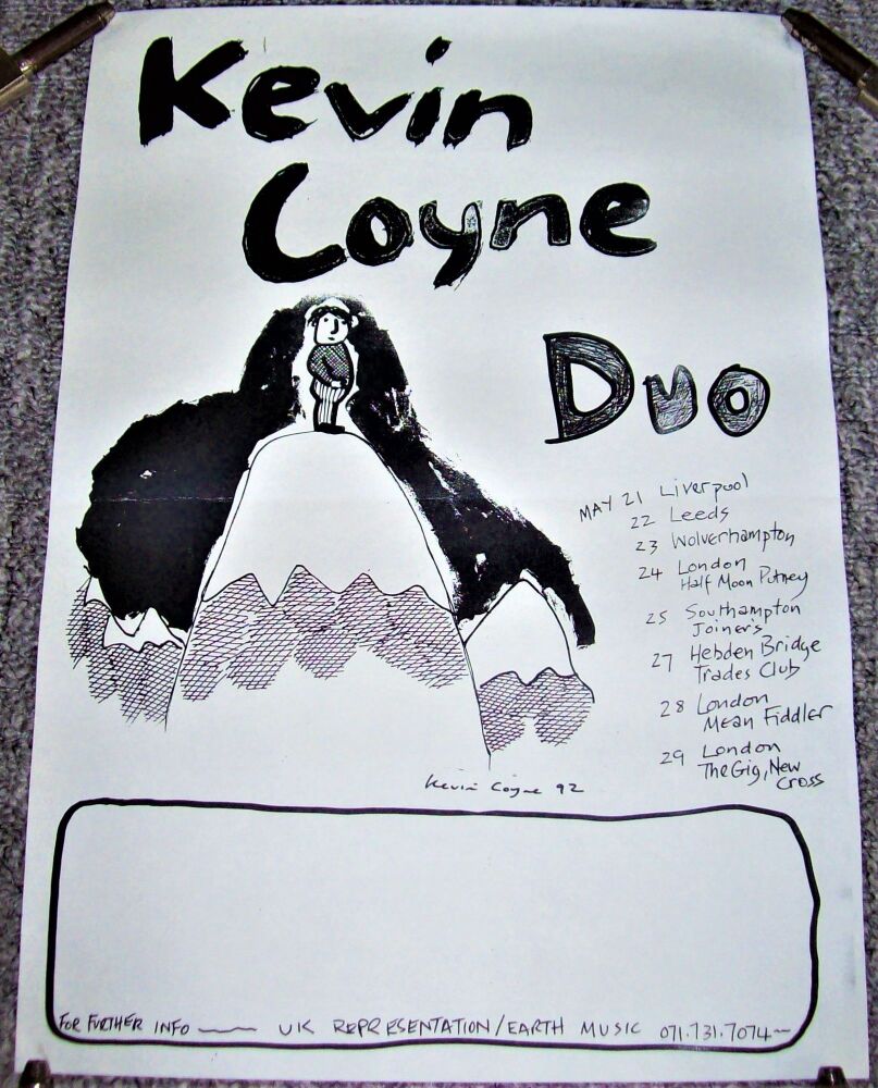 KEVIN COYNE REALLY FABULOUS AND RARE U.K. CONCERT TOUR BLANK POSTER FROM 19