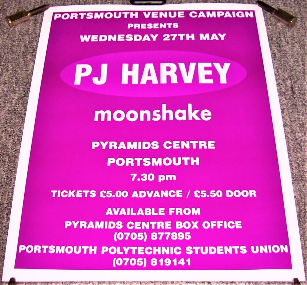 PJ HARVEY MOONSHAKE STUNNING CONCERT POSTER WEDNESDAY 27th MAY 1992 PORTSMO