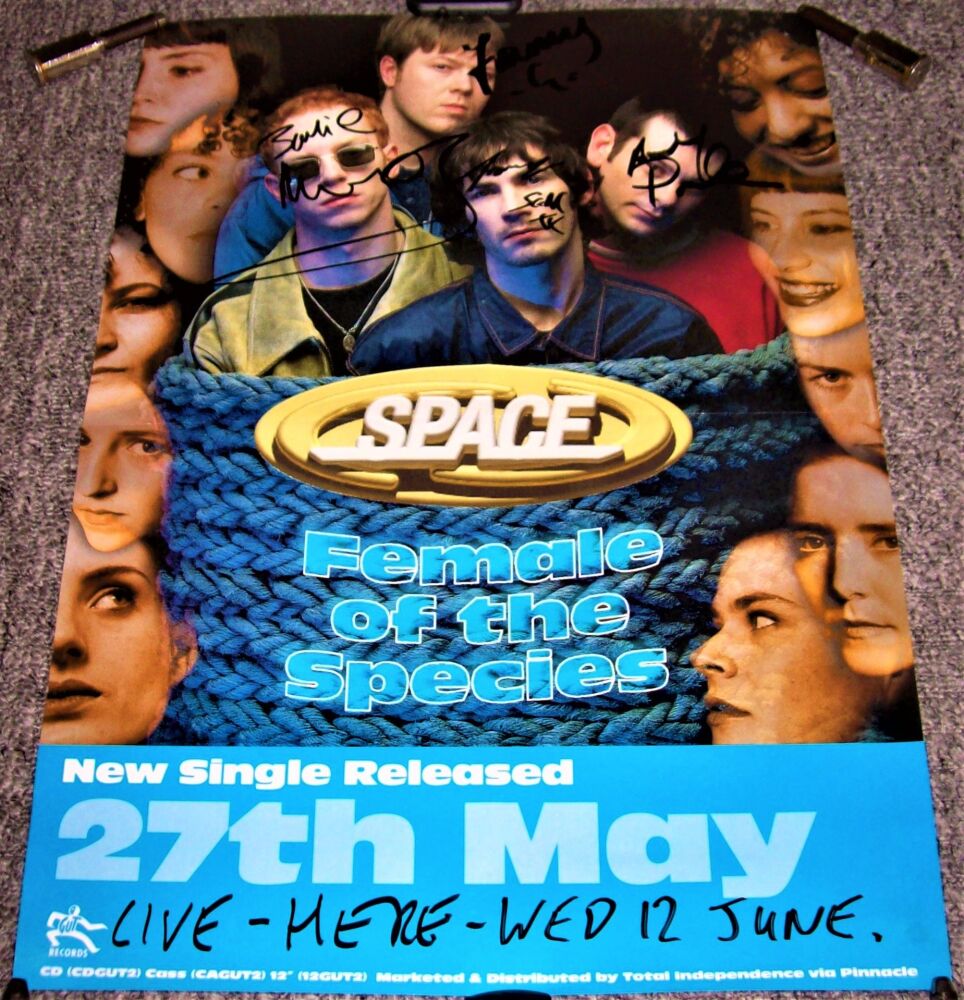SPACE AUTOGRAPHED U.K. REC COM PROMO POSTER 'FEMALE OF THE SPECIES' SINGLE 