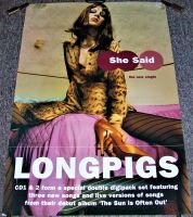LONGPIGS FABULOUS U.K. RECORD COMPANY PROMO POSTER 'SHE SAID' DEBUT SINGLE 1995