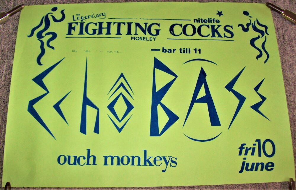 ECHO BASE CONCERT POSTER FRIDAY 10th JUNE 1983 FIGHTING COCKS PUB MOSELEY U