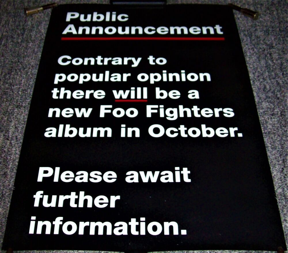 FOO FIGHTERS UK REC COM 'PROMO-ANNOUNCEMENT' POSTER FOR 'ONE BY ONE' ALBUM 