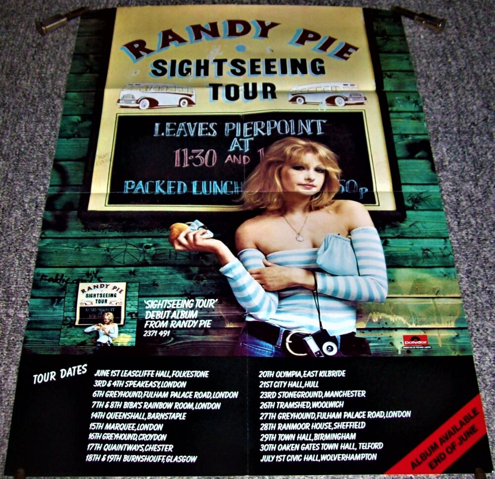 RANDY PIE U.K. REC COM PROMO & TOUR POSTER 'SIGHTSEEING TOUR' DEBUT ALBUM 1