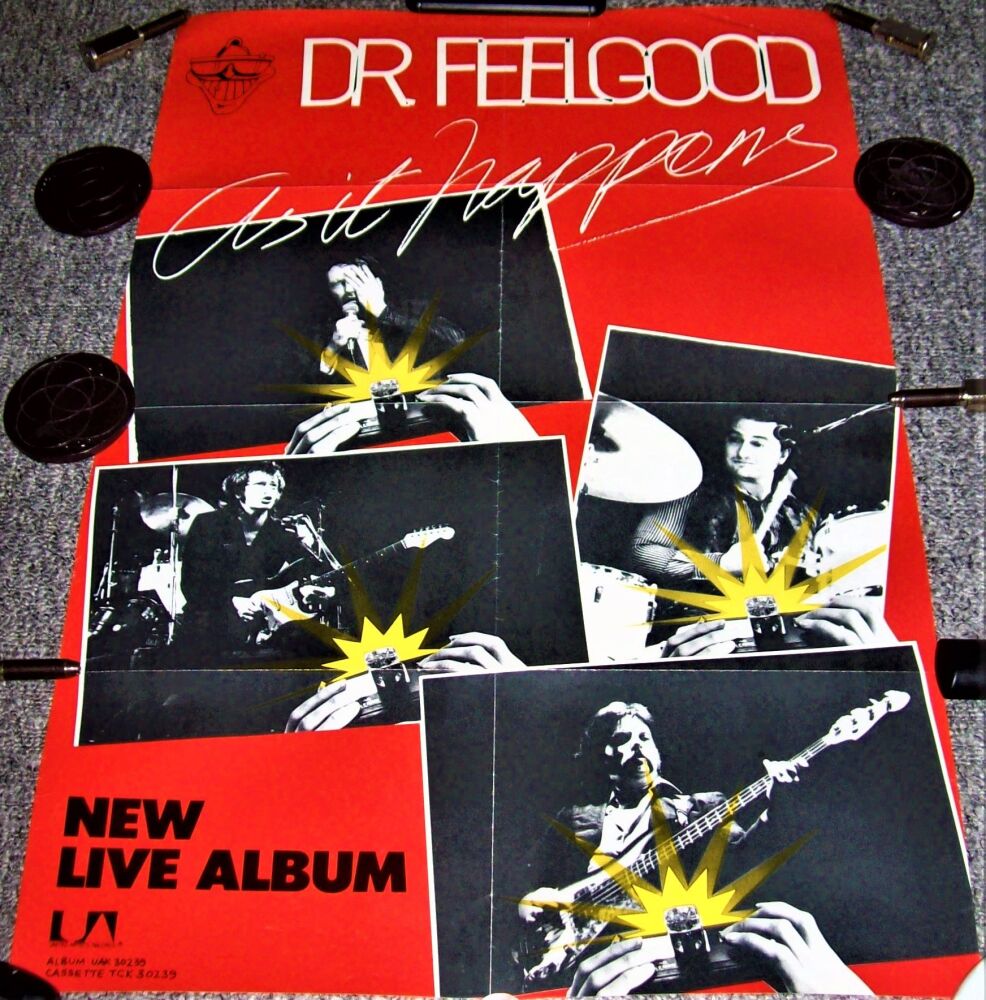 DR. FEELGOOD U.K. RECORD COMPANY PROMO POSTER 'AS IT HAPPENS' LIVE ALBUM 19