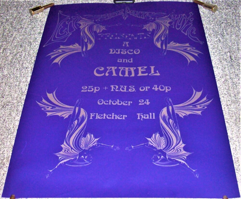 CAMEL CONCERT POSTER WEDNESDAY 24th OCTOBER 1973 FLETCHER HALL LEICESTER U.