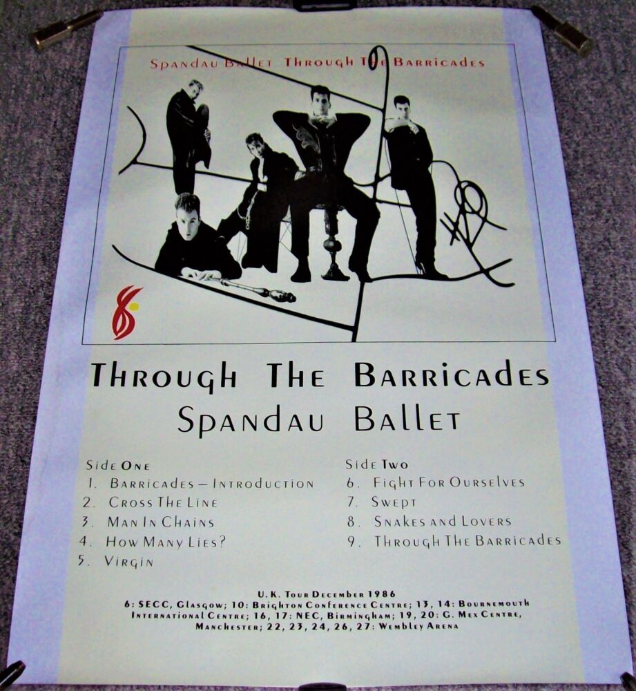 SPANDAU BALLET UK RECORD COMPANY PROMO-TOUR POSTER 'THROUGH THE BARRICADES'