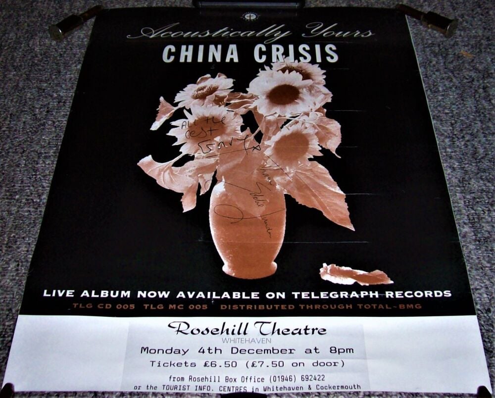 CHINA CRISIS AUTOGRAPHED CONCERT POSTER MON 4th DEC 1995 ROSEHILL THEATRE U