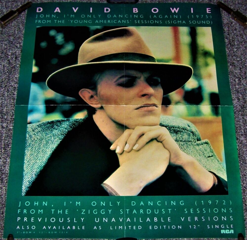 DAVID BOWIE UK REC COM PROMO POSTER 'JOHN I'M ONLY DANCING (AGAIN)' SINGLE 