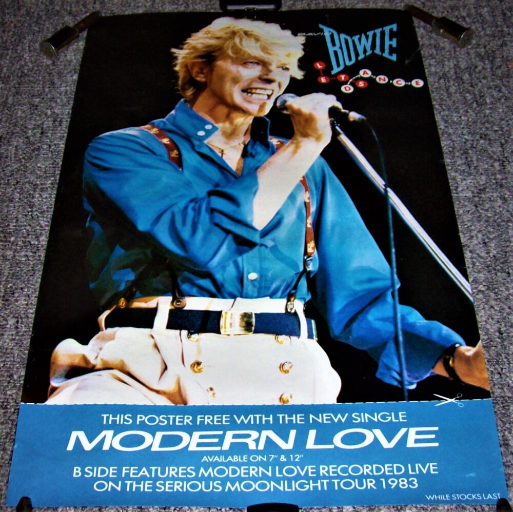DAVID BOWIE STUNNING U.K. RECORD COMPANY PROMO POSTER 'MODERN LOVE' SINGLE 