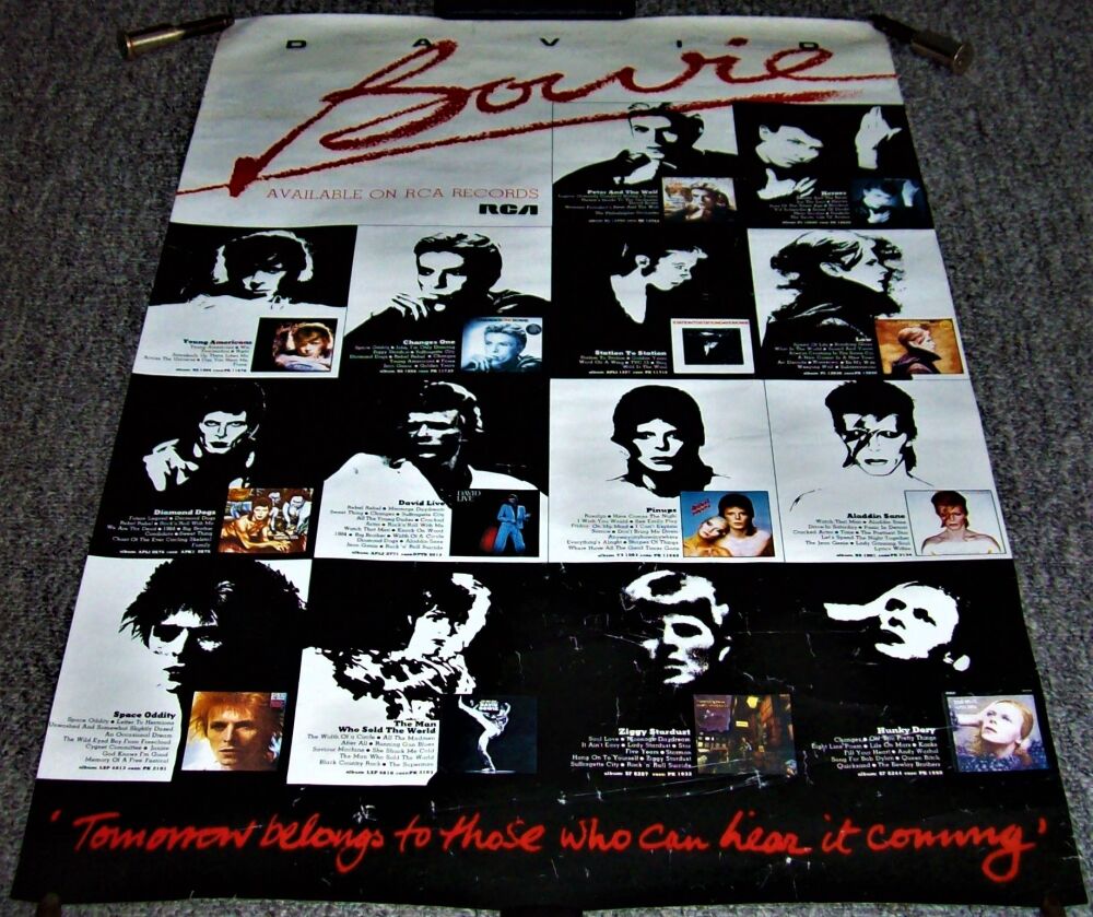 DAVID BOWIE STUNNING U.K. RECORD COMPANY PROMO POSTER BACK CATALOGUE ALBUMS