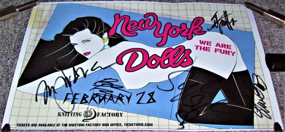 NEW YORK DOLLS RARE AUTOGRAPHED CONCERT POSTER FEBRUARY 28th 2011 BROOKLYN 