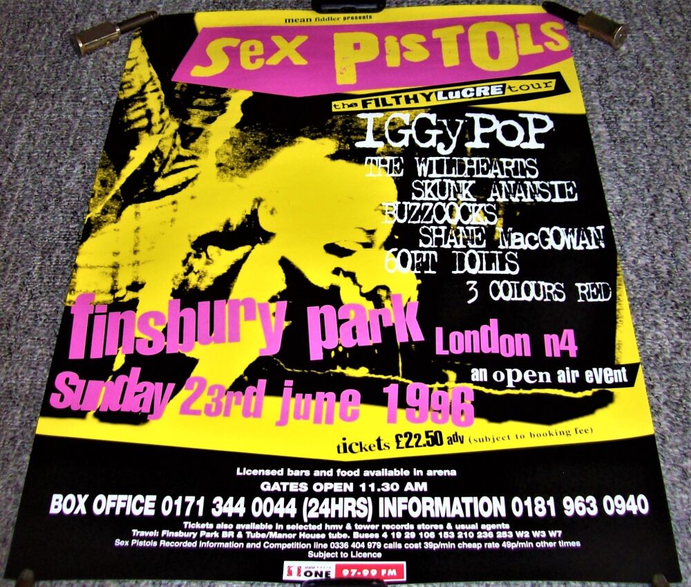 THE SEX PISTOLS IGGY POP BUZZCOCKS RARE FESTIVAL POSTER SUNDAY 23rd JUNE 19