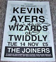 KEVIN AYERS & THE WIZARDS OF TWIDDLY AUTOGRAPHED UK CONCERT FLYER 14th NOV 1995