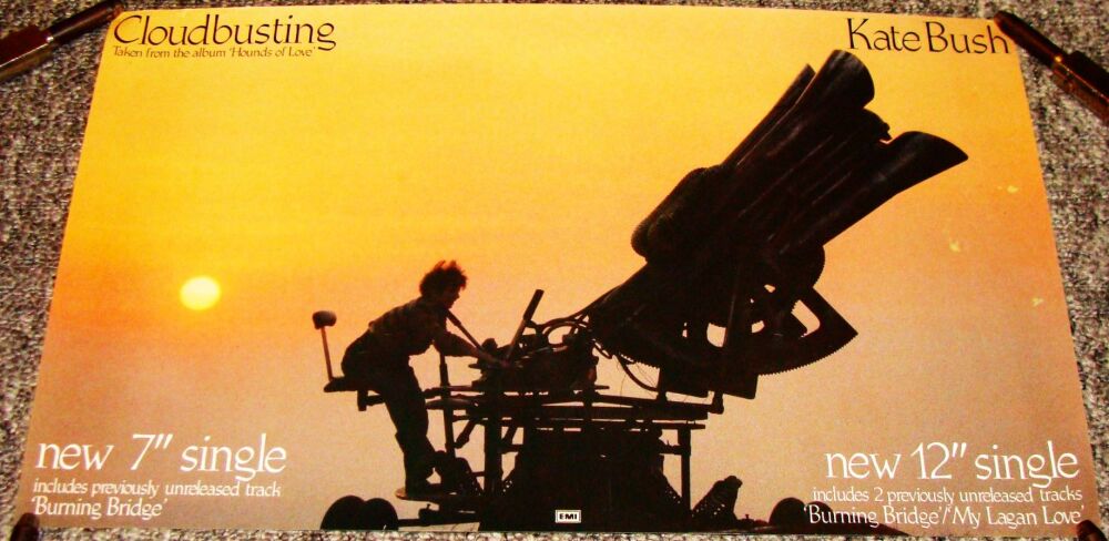 KATE BUSH SUPERB RARE UK RECORD COMPANY PROMO POSTER 'CLOUDBUSTING' SINGLE 