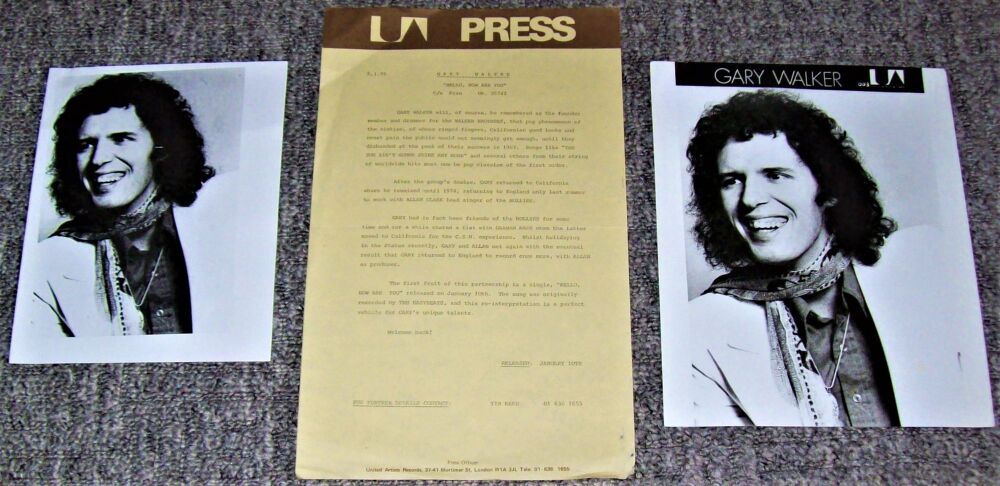 GARY WALKER U.K. RECORD COMPANY PROMO PRESS RELEASE 'HELLO, HOW ARE YOU' SI