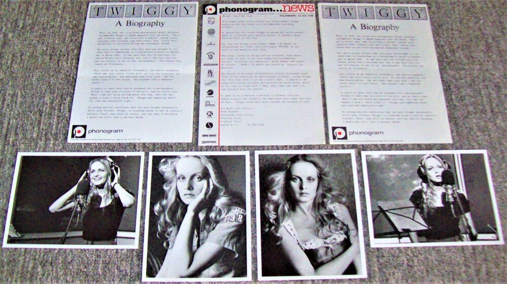 TWIGGY STUNNING U.K. RECORD COMPANY PROMO PRESS RELEASE SELF TITLED ALBUM 1