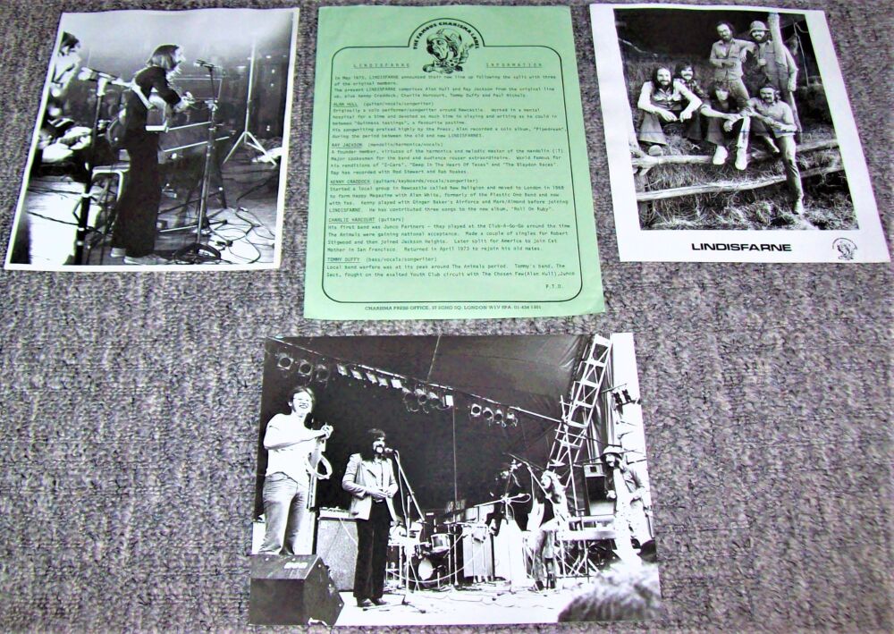 LINDISFARNE U.K. RECORD COMPANY PROMO PRESS RELEASE 'ROLL ON, RUBY' ALBUM 1