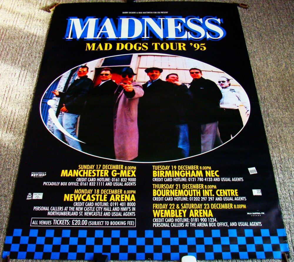 MADNESS REALLY FABULOUS RARE U.K. CONCERTS POSTER FOR THE 'MAD DOGS TOUR' 1