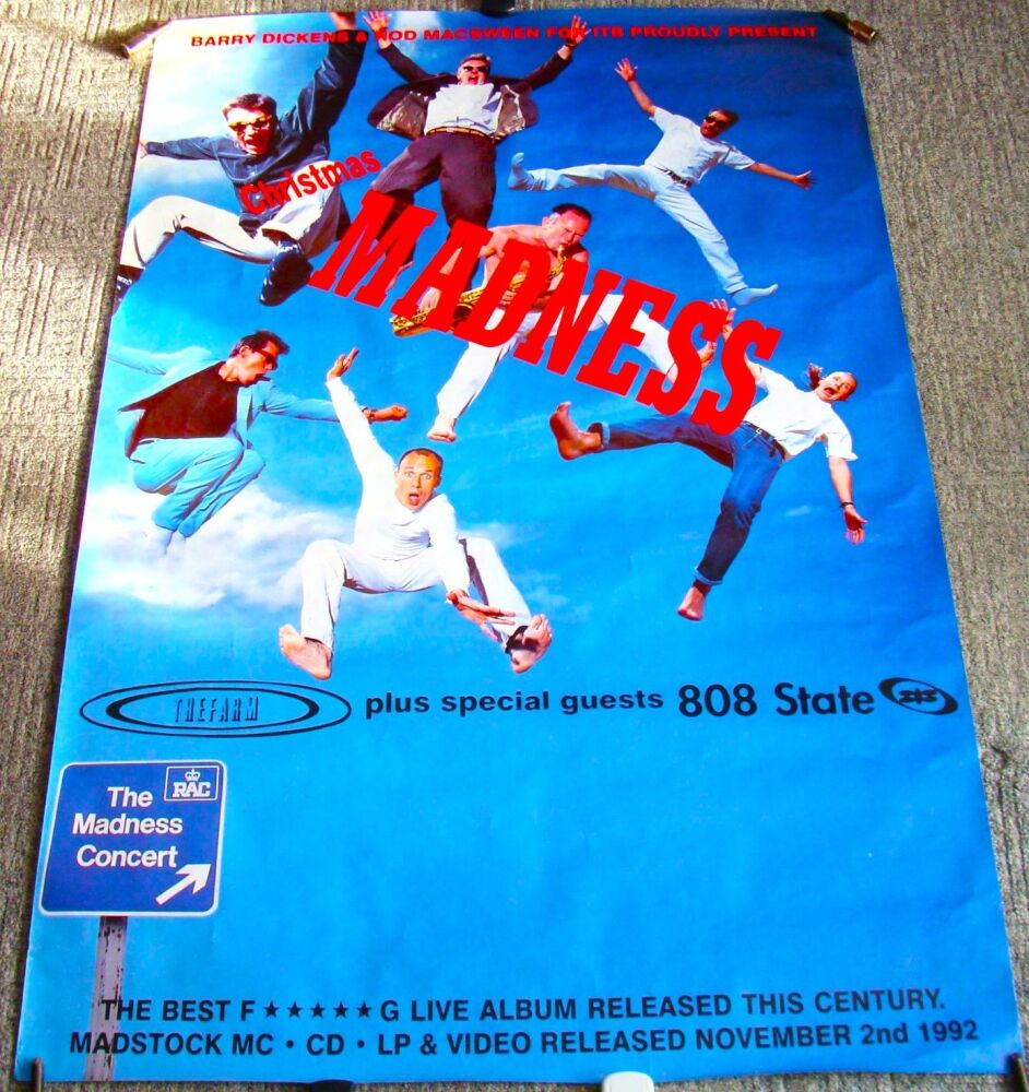 MADNESS THE FARM 808 STATE SUPERB RARE U.K. 'CHRISTMAS TOUR' POSTER FROM 19