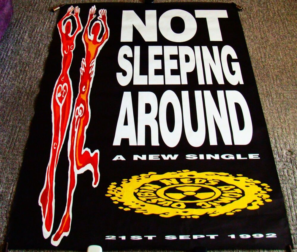 NED'S AUTOMATIC DUSTBIN SUPERB UK PROMO POSTER 'NOT SLEEPING AROUND' SINGLE
