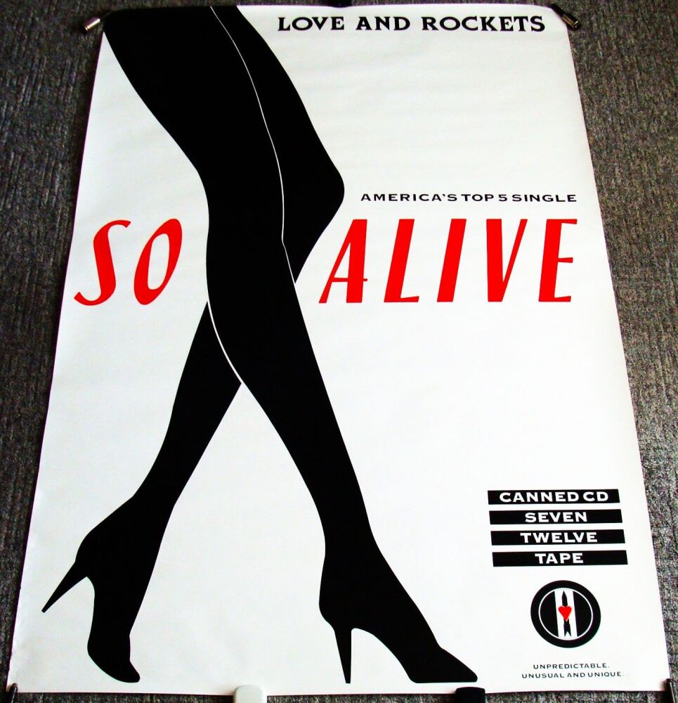 BAUHAUS LOVE AND ROCKETS U.K. RECORD COMPANY PROMO POSTER 'SO ALIVE' SINGLE