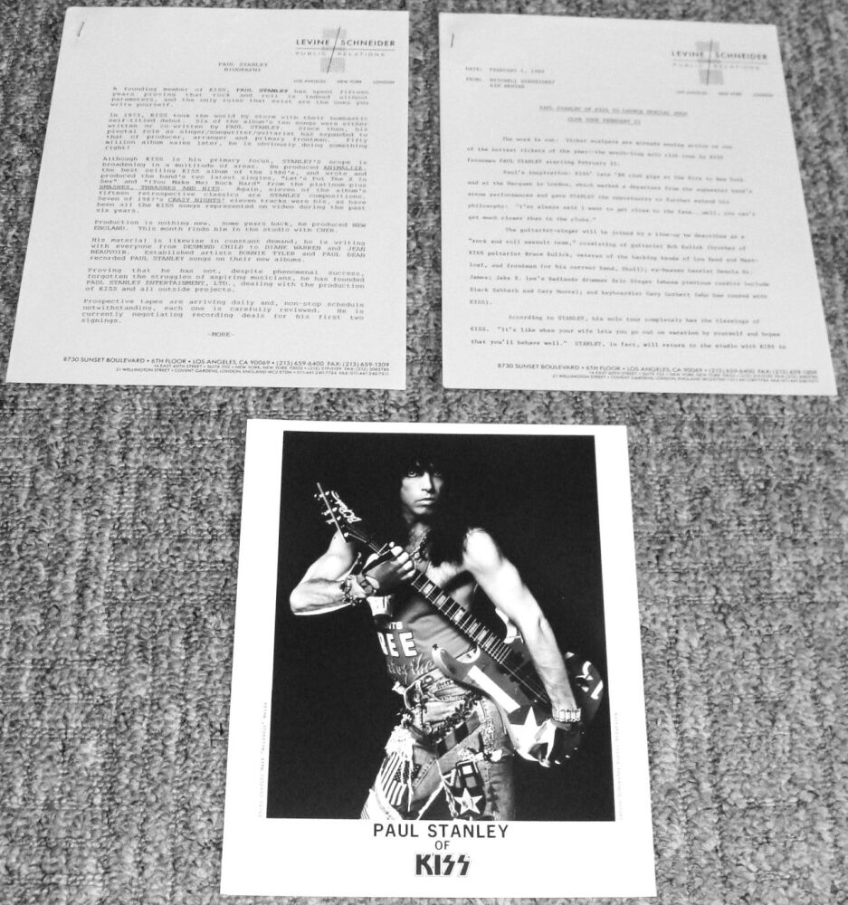 KISS PAUL STANLEY SUPERB U.S. PRESS KIT 'SPECIAL SOLO CLUB TOUR' FEB-MARCH 