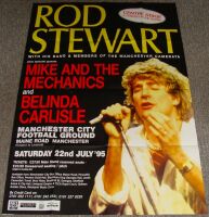 ROD STEWART MIKE & MECHANICS BELINDA CARLISLE RARE U.K. CONCERT POSTER JULY 1995