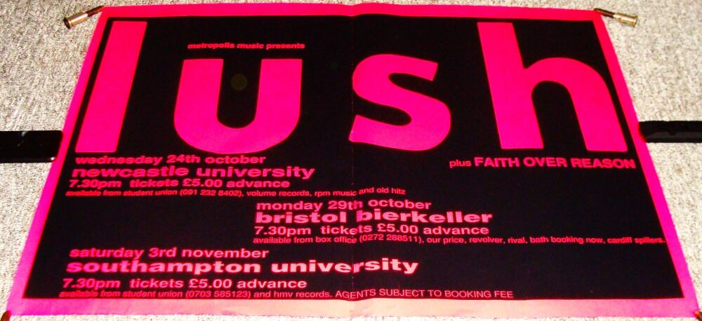 LUSH STUNNING AND RARE U.K. CONCERTS TOUR POSTER FOR OCTOBER & NOVEMBER IN 