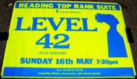 LEVEL 42 STUNNING CONCERT POSTER SUNDAY 16th MAY 1982 READING TOP RANK SUITE UK