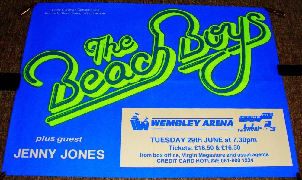 THE BEACH BOYS STUNNING RARE CONCERT POSTER TUESDAY 29th JUNE 1993 WEMBLEY 