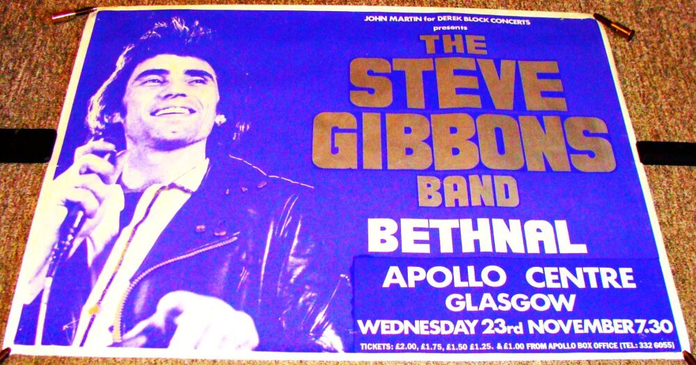 THE STEVE GIBBONS BAND BETHNAL CONCERT POSTER WED 23rd NOV 1977 GLASGOW APO