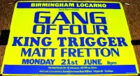 GANG OF 4 STUNNING RARE CONCERT POSTER MONDAY 21st JUNE 1982 BIRMINGHAM LOCARNO