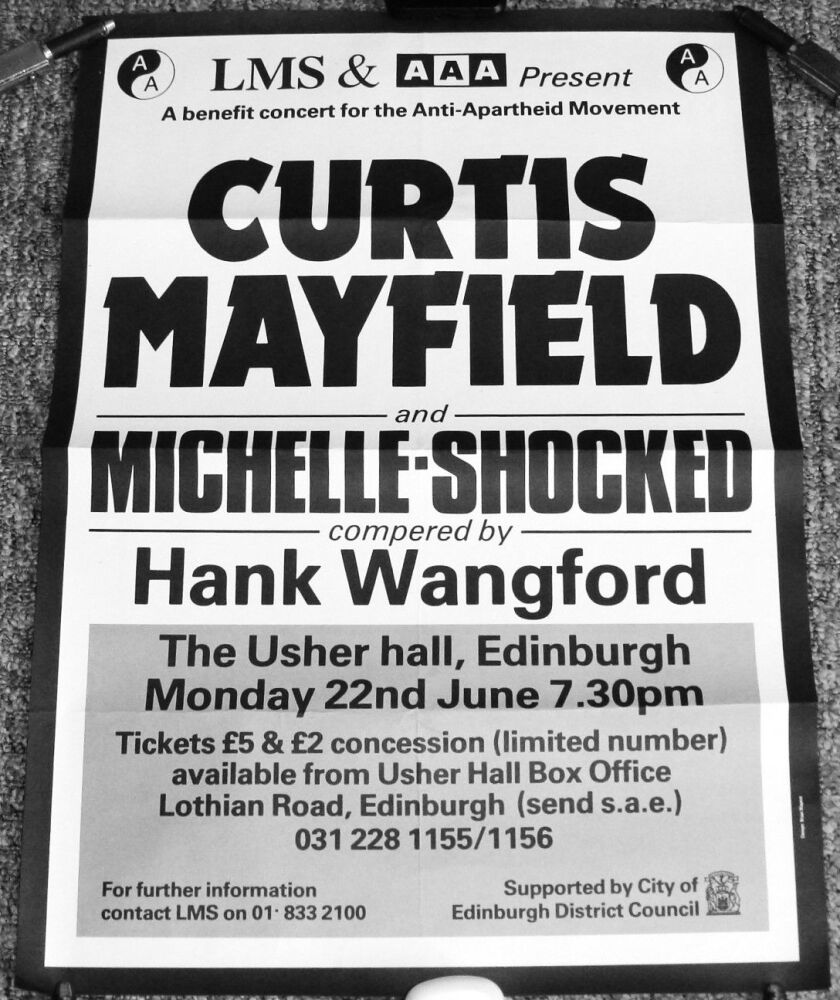 CURTIS MAYFIELD MICHELLE SHOCKED CONCERT POSTER MON 22nd JUNE 1987 USHER HA