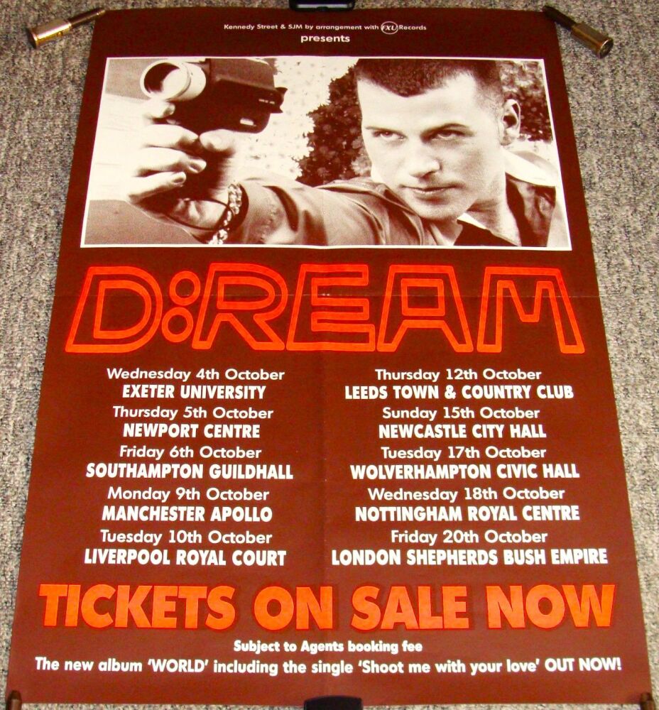 D-REAM STUNNING RARE U.K. RECORD COMPANY CONCERT TOUR POSTER FROM OCTOBER 1