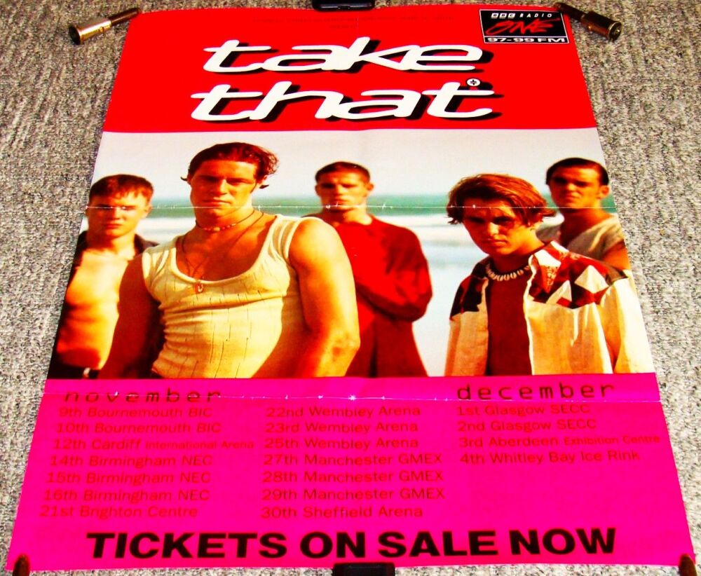 TAKE THAT STUNNING RARE U.K. CONCERT TOUR POSTER FOR NOVEMBER & DECEMBER IN