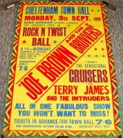 JOE BROWN & BRUVVERS CONCERT POSTER MON 3rd SEPT 1962 CHELTENHAM TOWN HALL U.K.