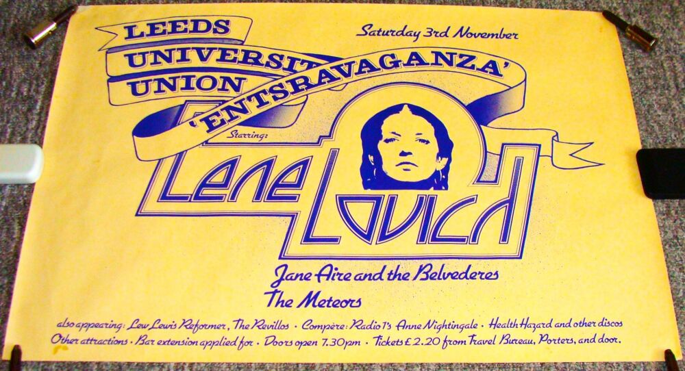 LENE LOVICH JANE AIRE THE METEORS CONCERT POSTER SAT 3rd NOV 1979 LEEDS UNI