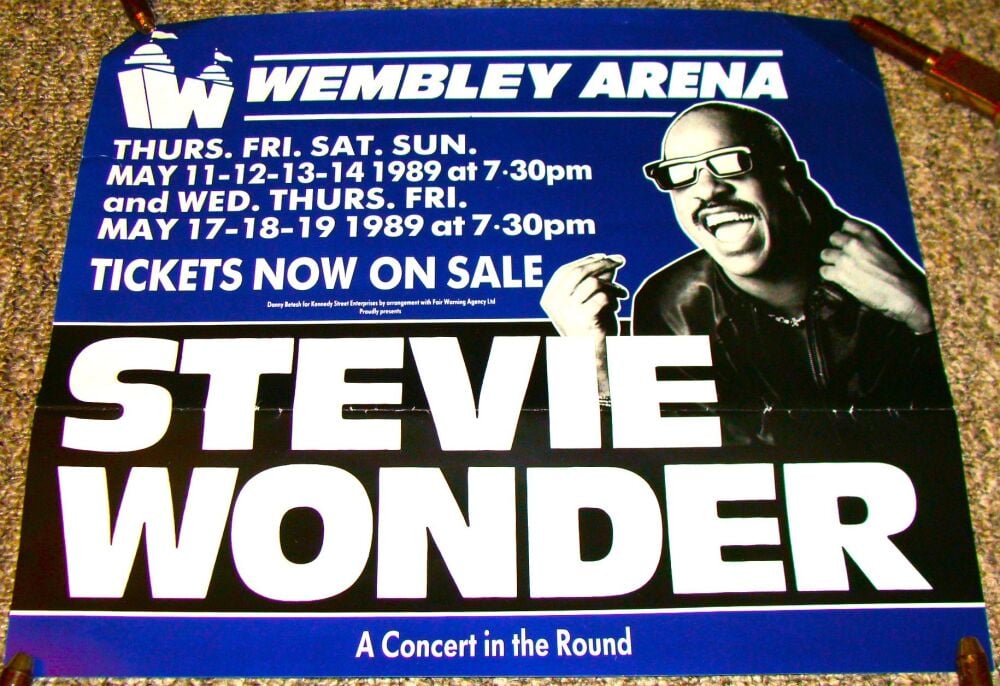 STEVIE WONDER SUPERB TICKETS NOW ON SALE CONCERTS POSTER MAY 1989 WEMBLEY A