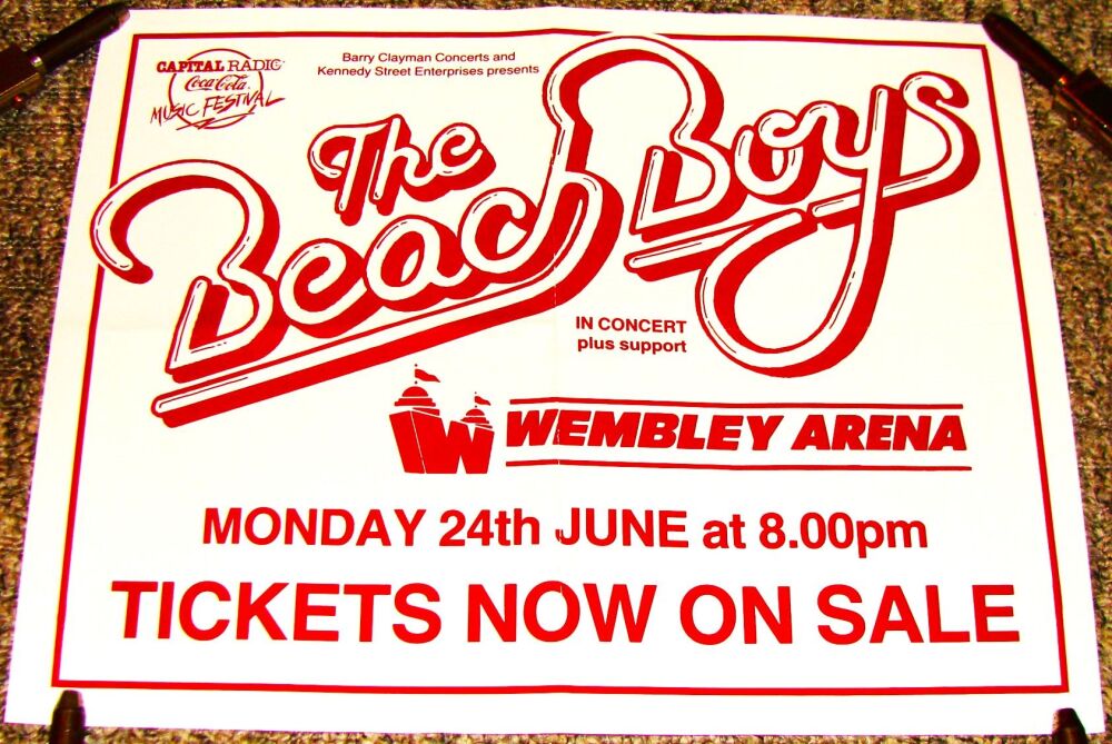 THE BEACH BOYS SUPERB RARE CONCERT POSTER MONDAY 24th JUNE 1991 WEMBLEY ARE