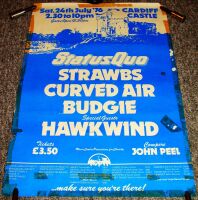 STATUS QUO BUDGIE HAWKWIND FESTIVAL POSTER SAT 24th JULY 1976 CARDIFF CASTLE UK