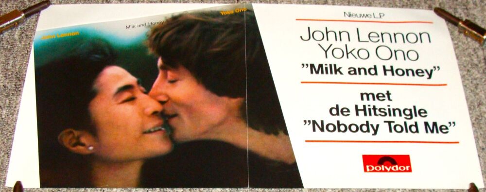 THE BEATLES JOHN LENNON DUTCH REC COM PROMO POSTER 'MILK AND HONEY' ALBUM 1