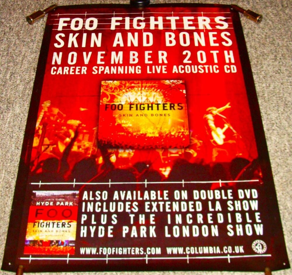 FOO FIGHTERS SUPERB U.K. RECORD COMPANY PROMO POSTER 'SKIN AND BONES' ALBUM