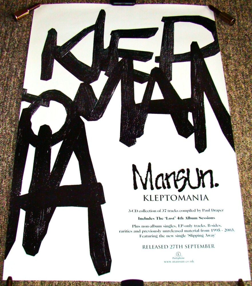 MANSUN SUPERB RARE U.K. RECORD COMPANY PROMO POSTER FOR 'KLEPTOMANIA' ALBUM