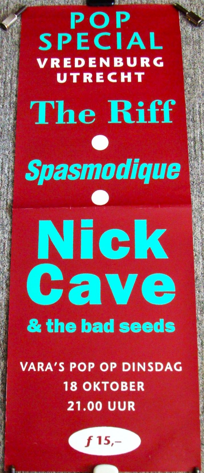 NICK CAVE AND THE BAD SEEDS CONCERT POSTER 18th OCTOBER 1988 VREDENBURG UTR