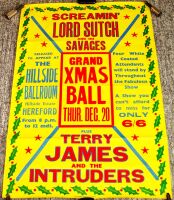 SCREAMIN’ LORD SUTCH AND HIS SAVAGES CONCERT POSTER THURSDAY 20th DECEMBER 1962 HEREFORD