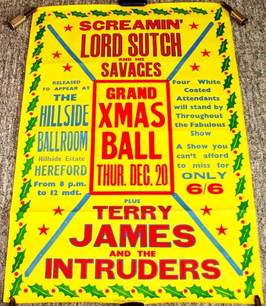 SCREAMIN’ LORD SUTCH AND HIS SAVAGES CONCERT POSTER THURSDAY 20th DECEMBER 