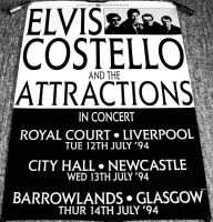 ELVIS COSTELLO AND THE ATTRACTIONS REALLY FABULOUS RARE UK CONCERTS POSTER 1994